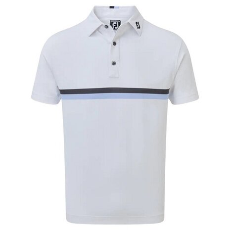 Footjoy Pique Poloshirt 88443, wit/navy/blauw