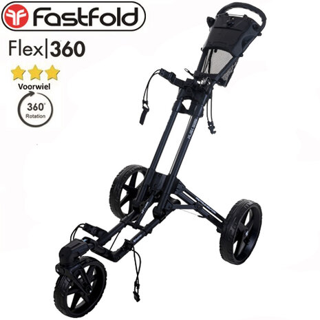 Fastfold Flex 360 Golftrolley, mat zwart